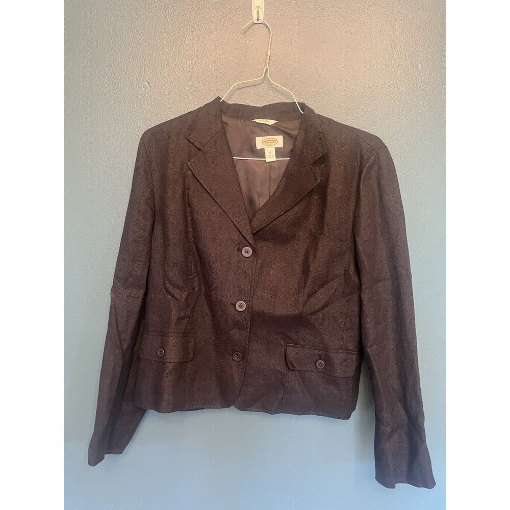 Talbots women's‎ Black Irish Linen Three button Blazer Size 12